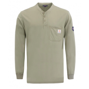 BOCOMAL FR 5.5OZ Henley T-Shirts With Button Closure