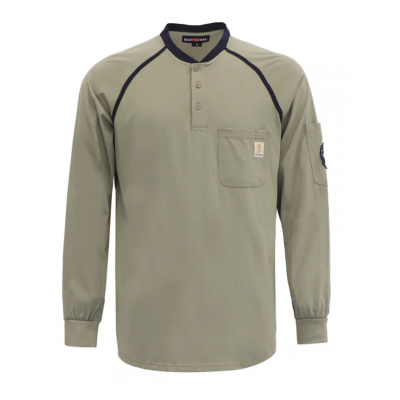 BOCOMAL FR 5.5oz Henley T-Shirts With Button Closure