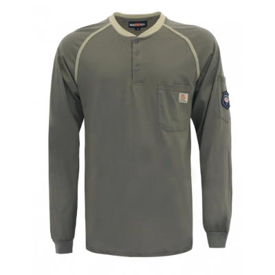 BOCOMAL FR 7oz Henley T-Shirts With Button Closure