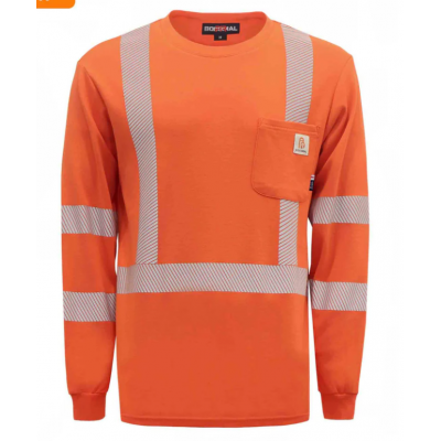 BOCOMAL FR Hi Vis 7oz Orange Men's Safety Shirts